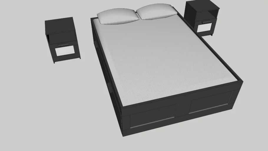 IKEA Bed & Nightstand Brimnes Series