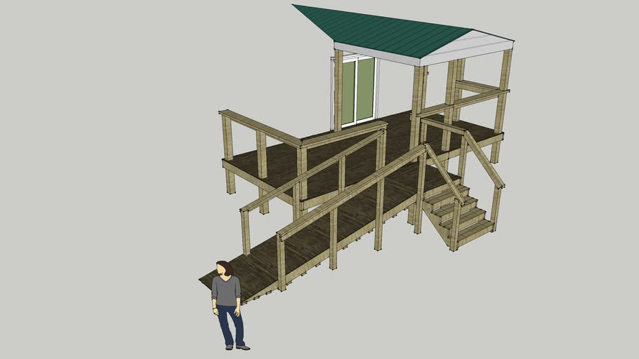 Add On Weather Treated Back Porch with Handicap Accessible Ramp | 3D ...
