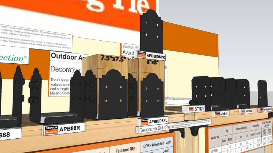 8x8 Simpson StrongTie Outdoor Accents 8inch Adjustable Post Bases