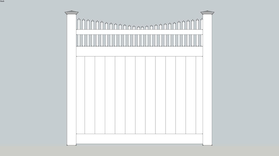 VInyl privacy fence with picket top 3D Warehouse