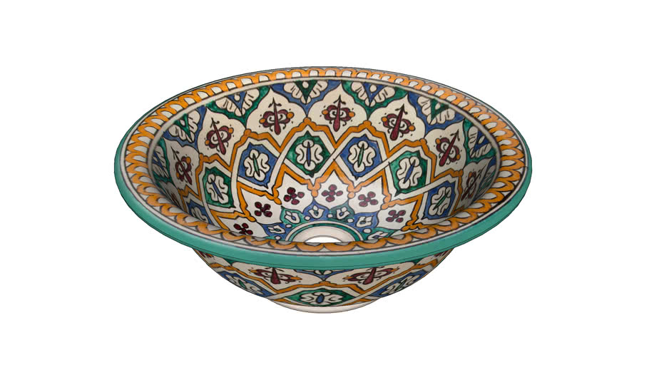 Binya Hand Painted Moroccan Sink 3D Warehouse