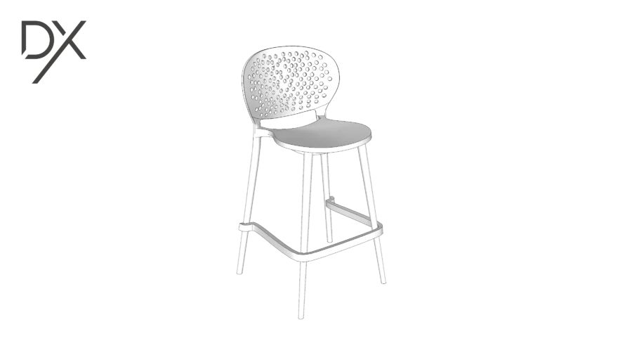 Tabouret King Home Blanc - Polypropylène, 29x29x46cm, Design Moderne