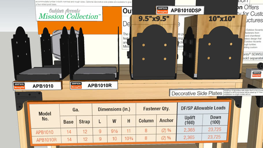 10x10 Simpson StrongTie Outdoor Accents 10inch Adjustable Post Bases