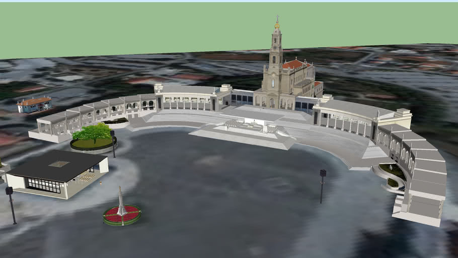 Modelo 3D do Santuário de Fátima Completo em 2016 com Interiores