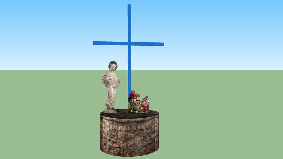Modelo 3D da Cruz Azul de Medjugorje na base do Podbrdo