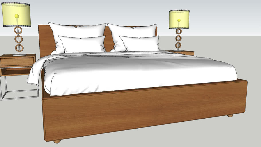 IIRender Ready Double Bed Set 3D Warehouse