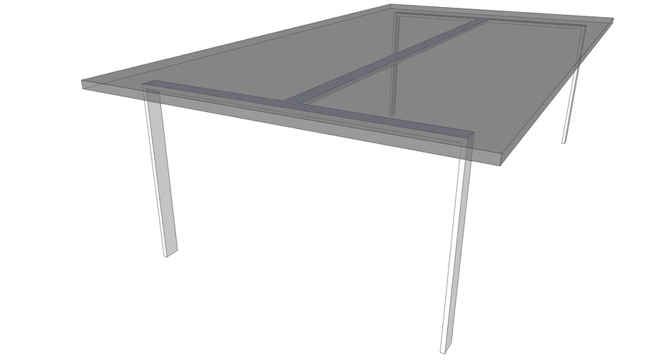 Glass table, metal frame