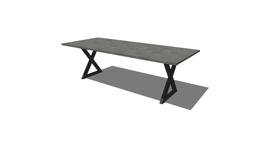 HCD – 96x40x30 X-Frame Dining Table w/2x2 Tube Steel (1” Top)