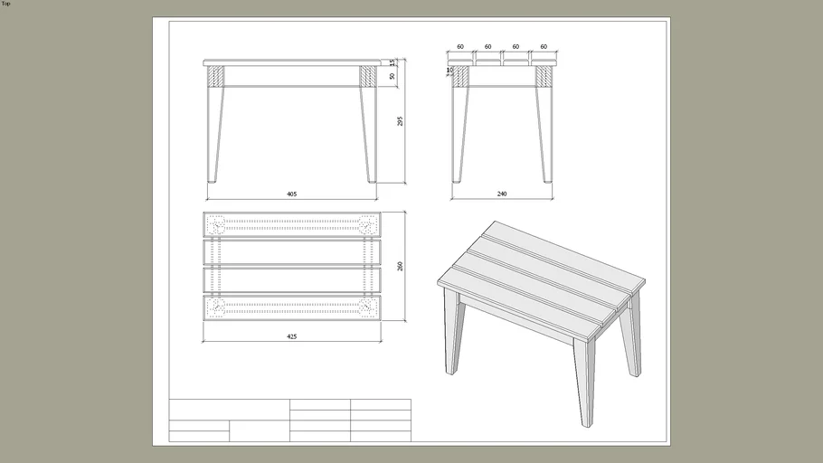 Simple technical drawing of stool 3D Warehouse