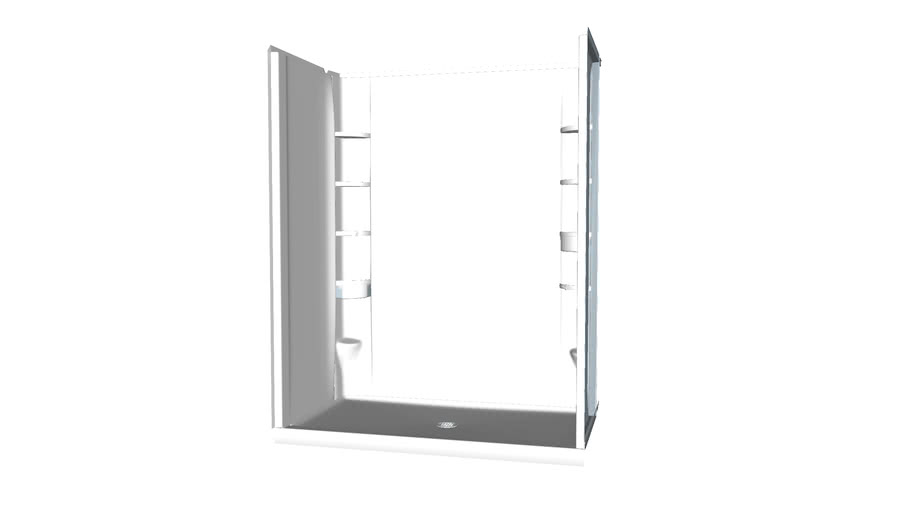 72330106 STORE+(R) Series 7233, 60 inch x 34 inch x 75-3/4 inch Shower Stall With Aging in Place Backerboards