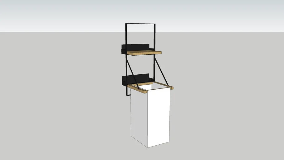 Trenton Laundry Bag Holder and Shelf, Rustic Wood 3D Warehouse