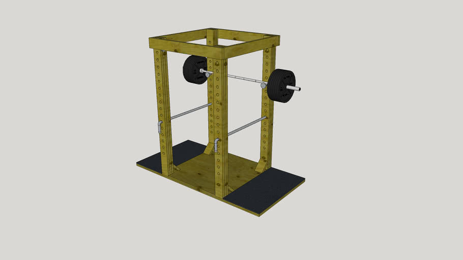 Wooden Squat Rack Power Rack Deadlift Platform 3D Warehouse