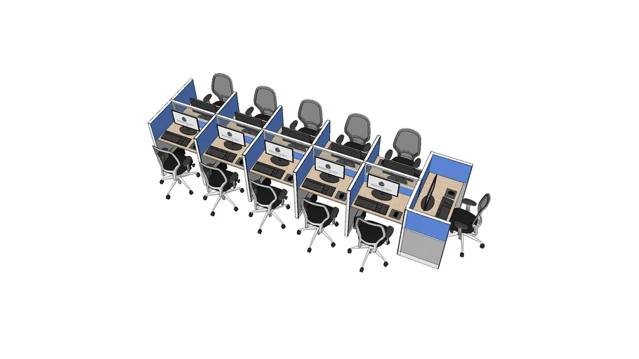 Anglin Global - Set of 10 3'ft Cubicle with Supervisor Station | 3D ...