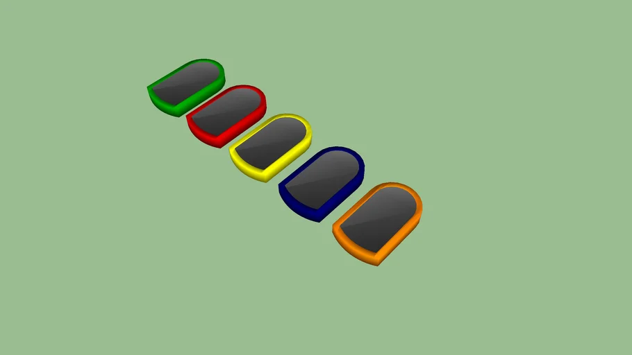 All 5 Guitar Hero Notes, Green Red Yellow Blue Orange 3D Warehouse