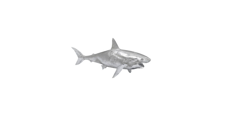53461 Deco Figurine Shark Henry Silver 106cm