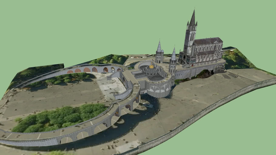 Modelo 3D Completo das Basílicas de Lourdes e Gruta