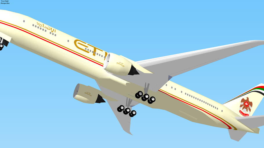 Etihad Airways Boeing 777-300ER Takeoff from Abu Dhabi, UAE.