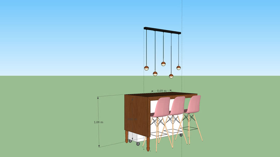 kitchen island convert to table 90x150 cm 3D Warehouse