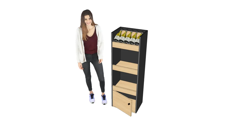 ALV Armoire étagère à vin portes basse - Mobilier épicerie caviste - ALV