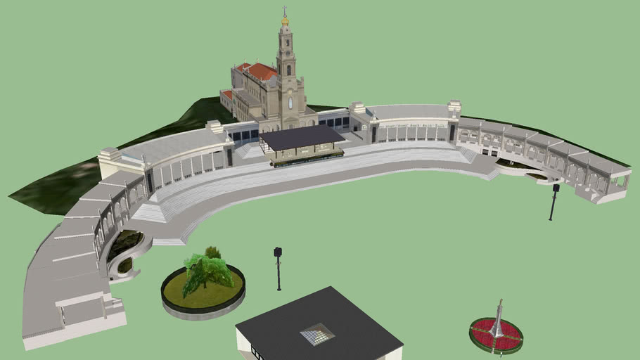 Modelo 3D do Santuário de Fátima Completo em 2014 com Interiores