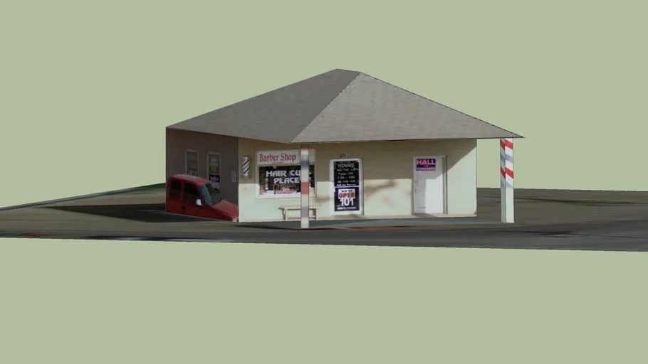 2774 Barbershop Sketchup Model Free Download