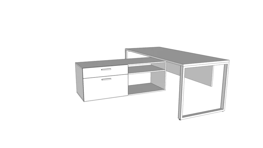 Qi Typical 001, L-Suite with Low Credenza, O-Leg