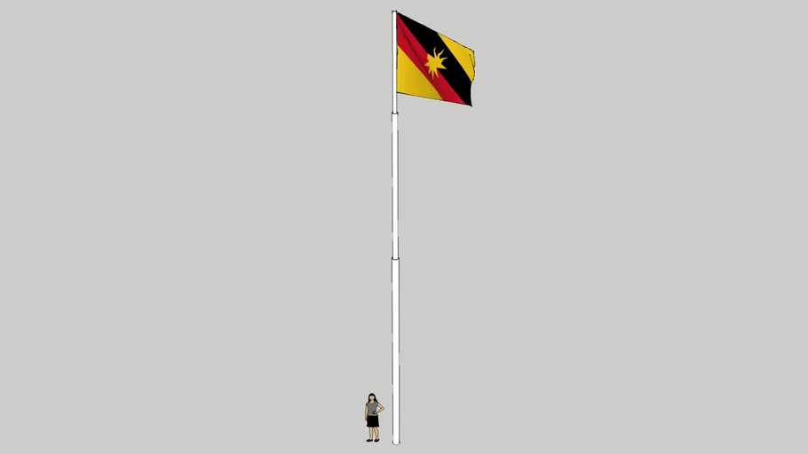 3D Bendera Sarawak Flag