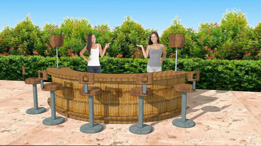 OUTDOOR BAR  with Bamboo and Rattan mix