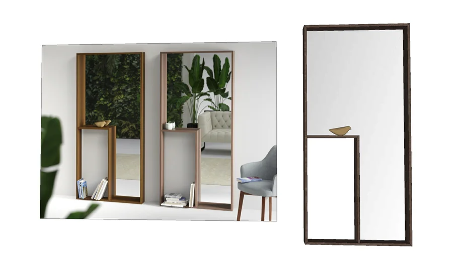 Mirror with wood frame