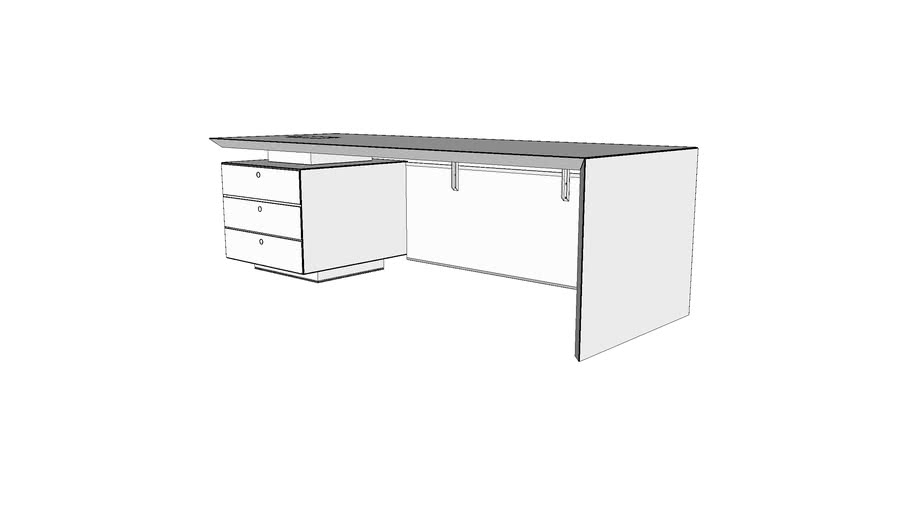 Executive peninsula desk with top access, small front panel and
