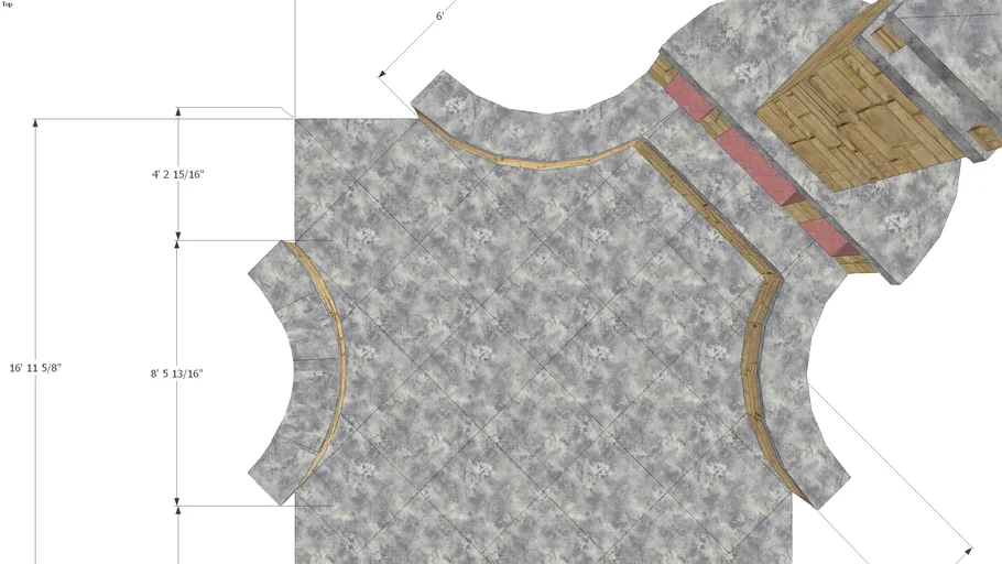 stamped concrete patio and outdoor fireplace 3D Warehouse