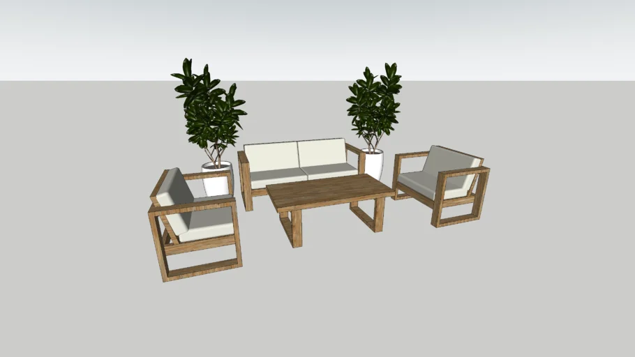 PATIO FURNITURE LOUNGE SET WITH PLANTS