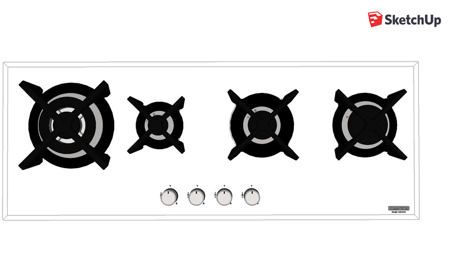 Cooktop branco a Gás Tramontina Design Collection ( 94732/174) 3D