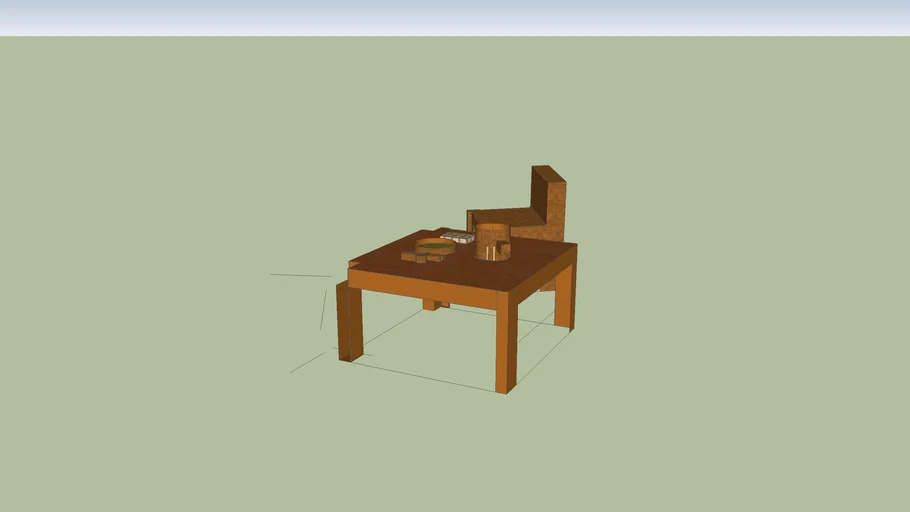 table and chair with meal
