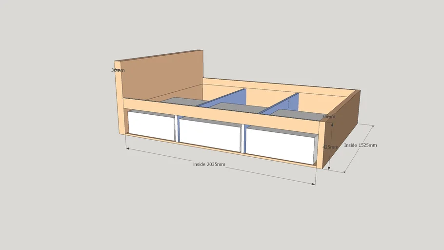 queen size bed with drawers 60'x 80' 3D Warehouse