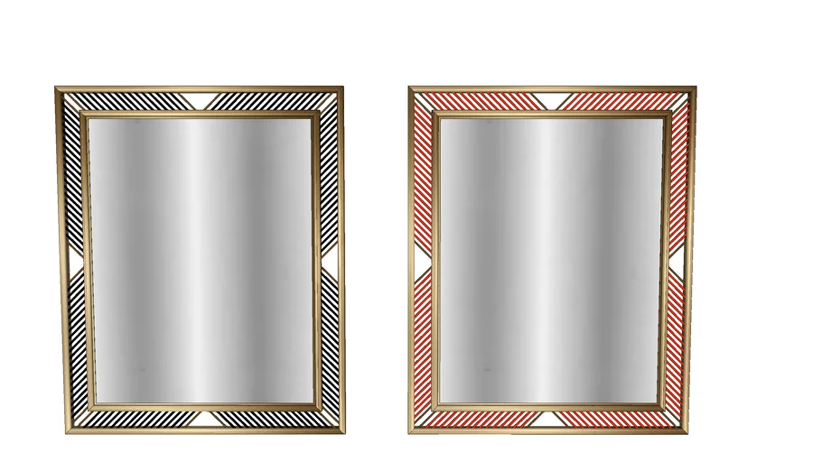 Brass Geometric Mirrors with Murano Glass Baguettes