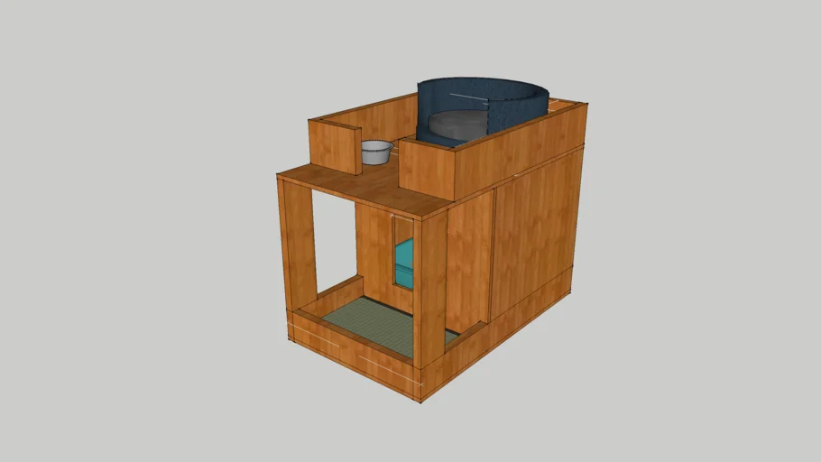Litter box, bed, and feeding station. 3D Warehouse