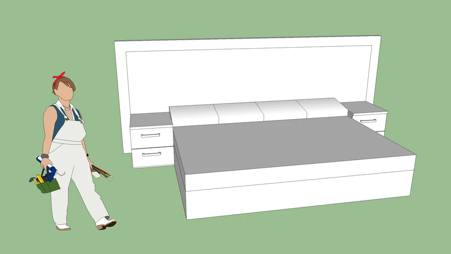 double king bed 3D Warehouse