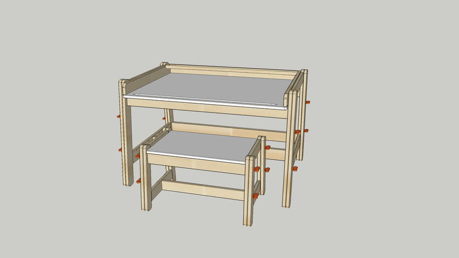 FLISAT Children's desk and bench IKEA 3D Warehouse
