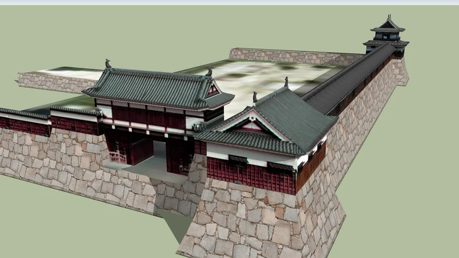 広島城 復元表御門と太鼓櫓
