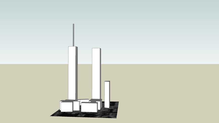 World Trade Center (centre) Manhatten Island (uncoloured version)