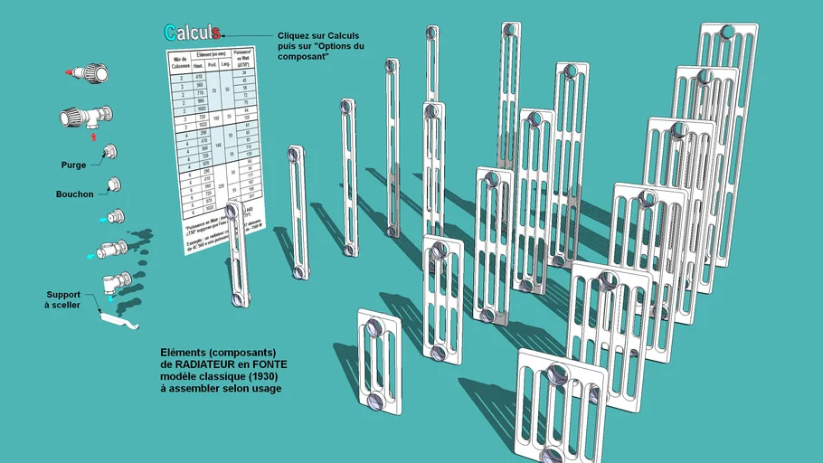 Radiateurs en fonte, classiques (composants) | 3D Warehouse