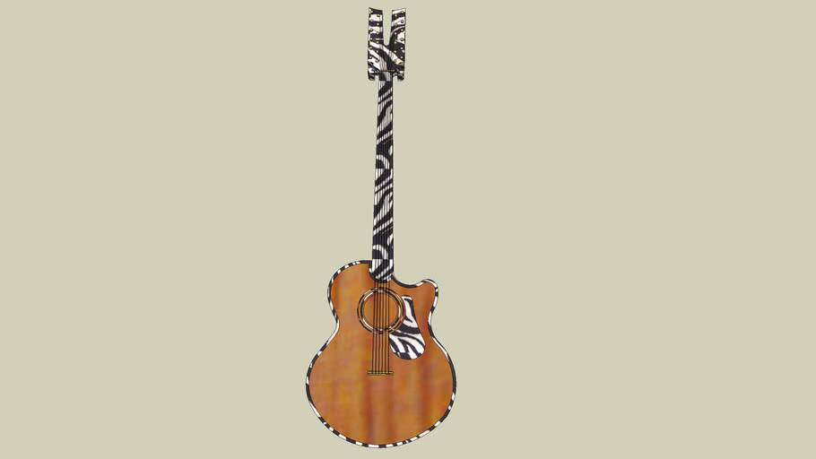 Zebra 12-string acoustic fretless guitar