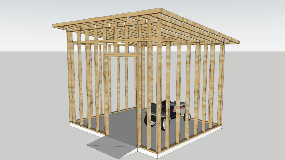 Modern Shed Framing Structure - on 12x10 concrete slab