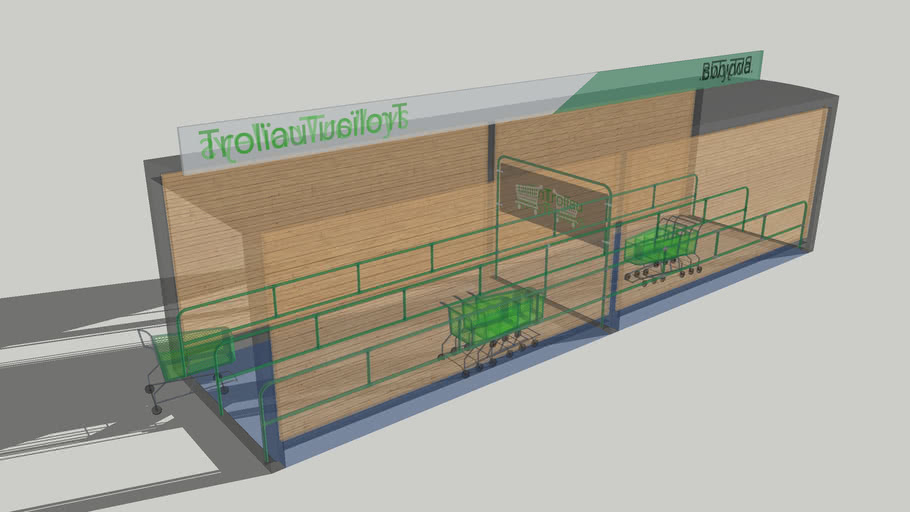 Shopping Trolley/Cart Pickup/DropOff Point 3D Warehouse