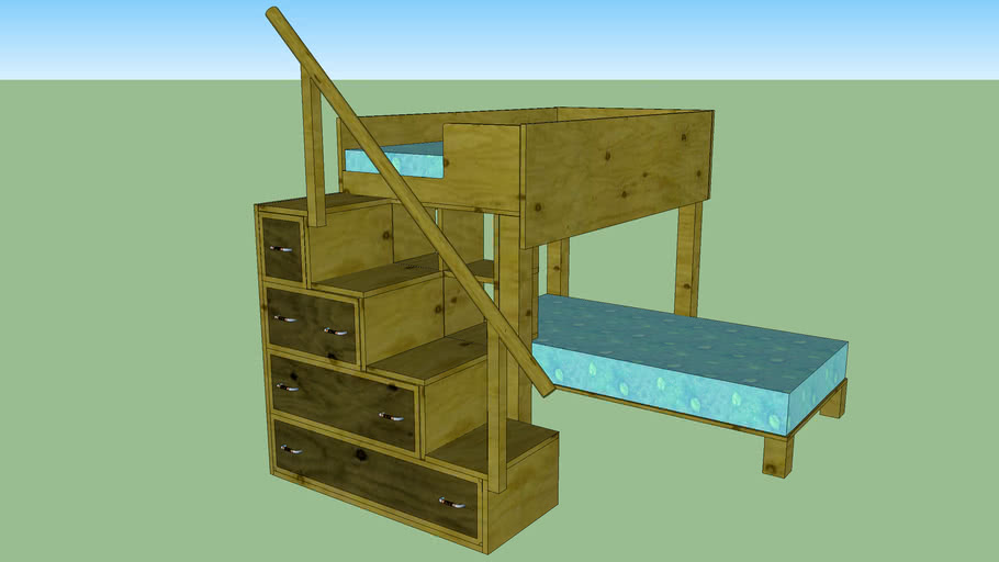 L Shaped Bunk Beds Desk And Steps With, Full Over L Shaped Bunk Bed With Desk And Drawers