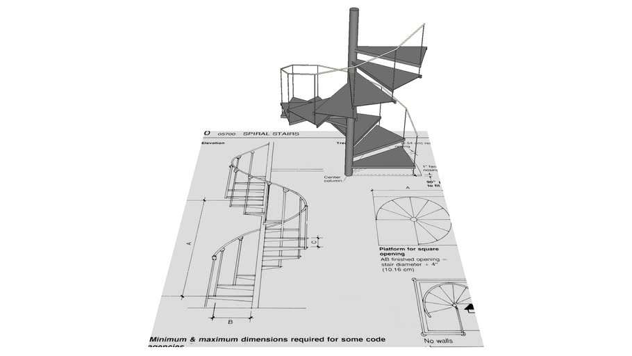 square spiral staircase dimensions