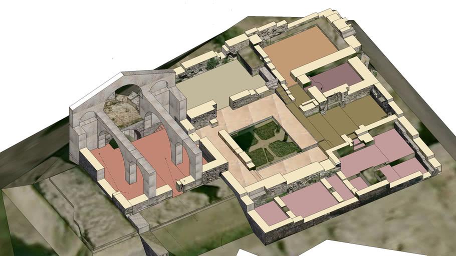 SITE DE PANISSARS,PRIEURE DE SAINTE MARIE,PERTHUS , RECONSTITUTION 3D
