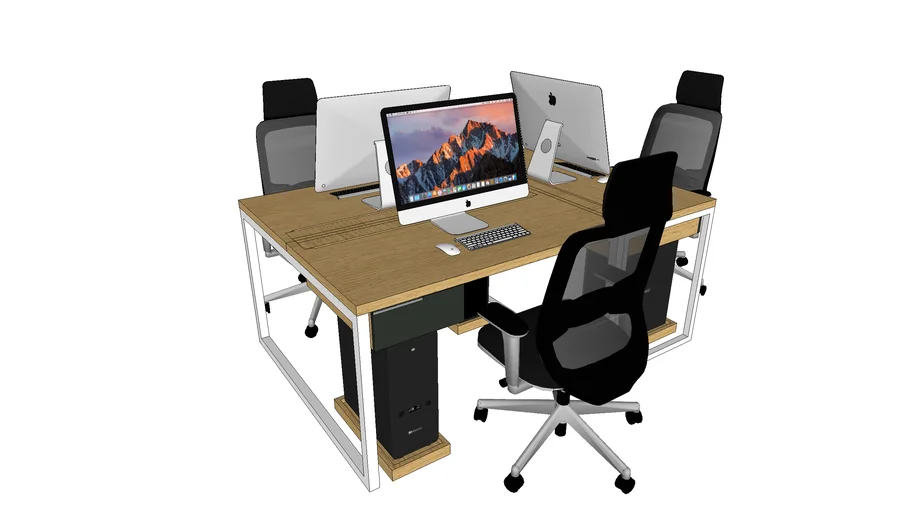 Office table 3 people | 3D Warehouse