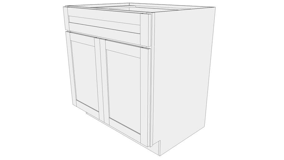 Bayside Base Cabinet B33B - Butt Doors Full Width Drawer